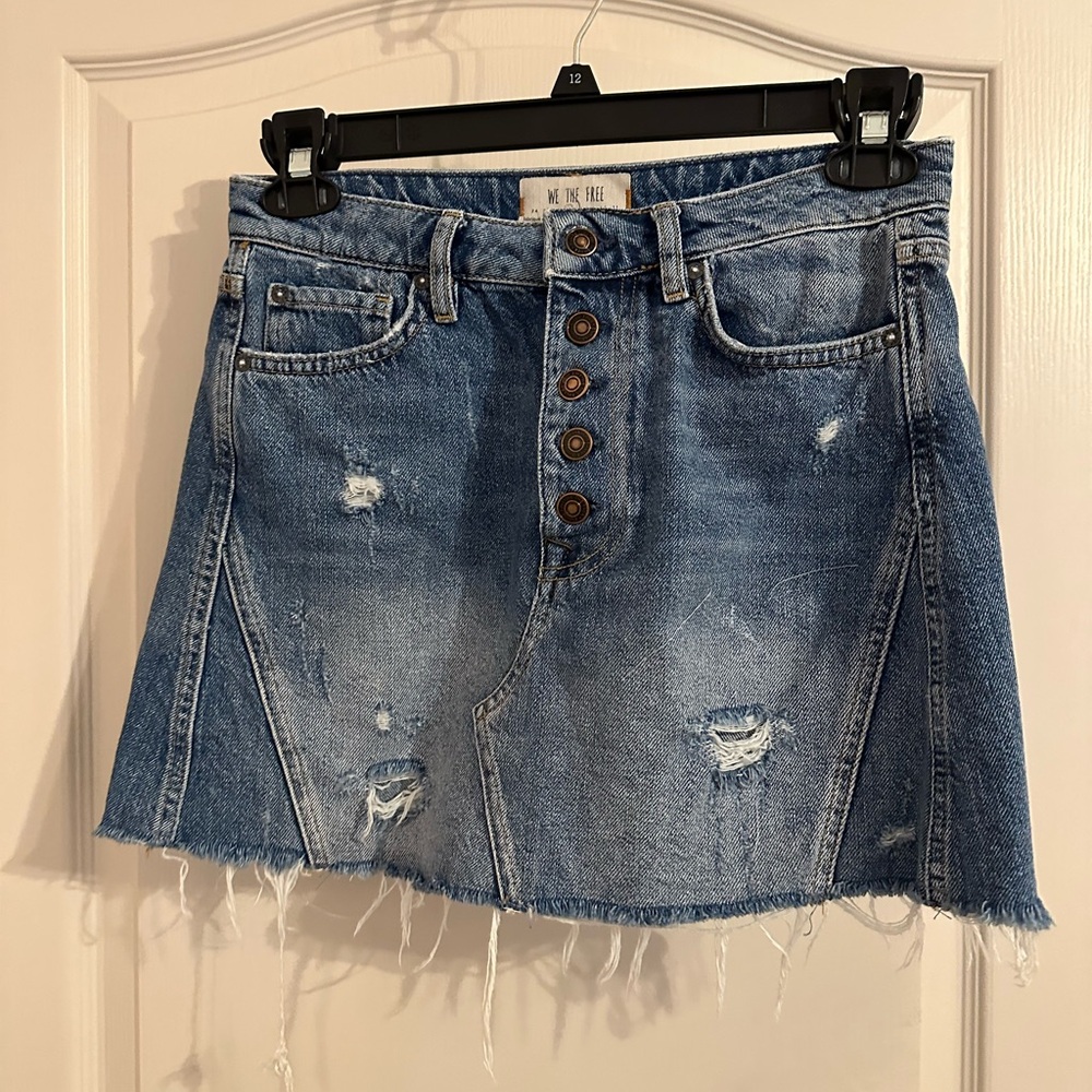 Free People Distressed Denim Skirt size 27